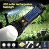 다기능 태양 광 LED 손전등 Lanterna Outdoor Long Range Torch Emergency Power Bank LED 태양열 손전등