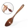 Coffee Scoops Japanese Wooden Spoon Long Handle Ramen Baby Eating Drinking Porridge Household Wood Tableware Round