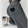 Spodnie damskie kobiety pocane w kieszonkowym talii czarne puszki spodnie workowate sportowe szare spodnie pantelones Y2K Ubrania