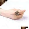 Cluster Rings Cluster Rings 1Pcs Punk Retro Charm Steampunk Gear Fingering Vintage Watch Clock Copper Fashion Party Jewelry For Women Dhynl