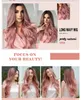 Factory wholesale HD Body Wave Highlight Lace Front Human Hair Wigs For Women Lace Frontal Wig Pre Plucked Honey Blonde Colored Synthetic Wigs Hair fast ship