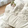 Conjuntos de cama Conjunto de luxo de alta qualidade egípcio bordado de algodão tampa lençóis de cama de cama macia de longo prazo