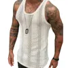 Nuovo serbatoio maschile senza maniche sottili estive con mesh sport a maglie bianca Top M514 32