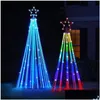 Décorations de Noël LED Tree Lightshow String Cone Cone Waterfall Star Lights Outdoor Mticolor for Wedding Party Decoration Eu Plug Dro Dhqvl