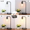 Table Lamps Glass Shade Lamp Set Of 2 Industrial With USB Ports Bedroom Nightstand For Living Room Office