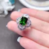 Cluster Rings MeiBaPJ Natural Diopside/Garnet Gemstone Trendy Ring For Women Real 925 Sterling Silver Charm Fine Party Jewelry