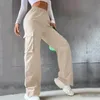 Womens Cargo Pants Elastic High Waist Wide Leg Trousers Straight Joggers Outfits Baggy Sweatpants Oversized 240430