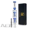 Kit de collection de nectar Phoenixstar - Bubbler en verre, ongle en titane, plat en verre et un clip stell en acier inoxydable ensemble de tampons portables pour concentrés de 10 pouces