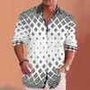 Koszulki męskie sukienki geometryczne lapowe papugi koszula codziennie kurort długi guziki ubrania moda moda projektant ze strtwearu Casual Y240514