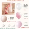 Party Decoration Pink Balloons Garland Arch Kit - Double Stuffed Matte Light And White Cream Peach Latex Balloon For Decorations