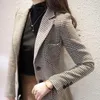 Kvinnors kostymer pläd elegant blazer skräddarsy senaste modekocken lyxiga blazers vinterklädjacka för kvinnor lång trend n34