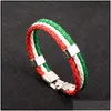 Bedelarmbanden bedel armbanden mode Rusland Spanje Frankrijk Brazilië vlag lederen team armband heren voetbal fans paren cadeau sieraden d dhb1x