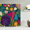 Shower Curtains Nordic Curtain Flower Plant Pattern Bathroom Bath Screen Waterproof For Home Decor Print