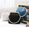 Small Shell Shape Bag For Women Pearls Handle Ladies Purses and Handbag Kiss Lock Chain Strap Crossbody Mini Messenger 240430