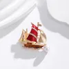 Broches Koreaanse versie van Creative Sail Pearl Broche Alloy Drip Oil Boat Corsage Simple Personality Clothing Accessories