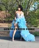 Party Dresses Light Sky Blue Prom 2024 för svarta flickor Tulle Pleat Formal Eccase Downs Sweetheart Wedding Dress Applices