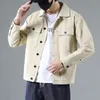 Erkek Jean Coats Vintage Kargo Erkek Denim Ceket Khaki Tasarımcısı Elatik Gevşek Markalı Japon Kırış Kış G 240514