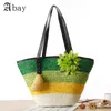 Shoulder Bags Fashion Casual Straw Flowers Bucket Handbags Summer Beach Bag Kint Color Contrast Forever Young