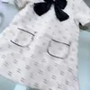 Top kids dress Black bow tie girl skirt Size 100-150 Short sleeve denim baby clothes Full print of letter logo child frock Jan20