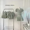 Arbetsklänningar kvinnor blå denim kjol uppsättningar vintage a-line mini och off axelrockar y2k koreansk elegant matchning 2000-talskläder