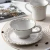 Cups Saucers European Style Coffee Tasse und Untertassen Set Keramik Tasse Kleine Luxus einfache geprägte Tazas Haushaltstee LH50BD