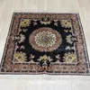 Carpets 4'x4 'Oriental Online Blue Hand Notted Persian Square Silk tapis (WY456M)