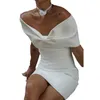 Resmi Elbise Tasarımcı Elbise Kadınlar Mini Etek Mezuniyet Omuz Kapalı Bacdess Strapless Kılıf Sütunu Beyaz Siyah Siyah Vestido PartyDress Seksi Yaz Elbise