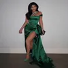 Einfache Emerald Green Mermaid Prom Kleider 2021 sexy Seiten Schlick von Schulter schürtes Anlass Kleid Satin -Festzug Partykleider sogar 293t