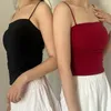 Camisoles Tanks d'été Sexy Camis Tops décontractés pour les femmes avec du soutien-gorge intégré Spaghetti Strap sans manches Femme Couleur solide Femme Style coréen