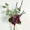 3pcs dekorative Blumen Kränze 15 pcs künstliches Eukalyptus verlassen grüne Stängel mit Frost für Vase DIY Party Hochzeit im Freien Blumenwanddekoration