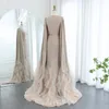 Robes de fête Jancember Dubai Mermaid Nude Evening with Cape Sleeves Rouffles Arabe Women Robes de mariée SZ440