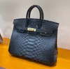 10S Designer Bag 25cm 30cm 35 cm Importerad Snakesskin Tote Bag Wax Thread Helt handgjorda bästsäljare Luxury Purse Wax Line Stitching High-End med Box