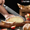 Bread Knife 8 inch Professional Japanese Damascus Steel Blue Resin Handle Ergonomic Pro Kitchen Knife Stain Corrosion Resistant