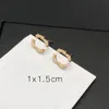 Pearl Stud Real Gold Plated 925 Silver Luxury Brand Designers Letters Stud Brass Copper Geometric Famous Women's Crystal Rhinestone Earring Wedding Party Jewerlry