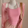 Women's Tanks BEENLE Soft Outside Wear Wipe Chest Top Summer Hanging Neck Suspender Vest Female Inside Pink Woman Solid Bottoming Shirt