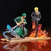 Actie speelgoedcijfers 13-16 cm één stuk anime figuur Sanji Roronoa Zoro Battle PVC Actiefiguur één stuk standbeeld Collectible Model Doll Kids Gift Toy Y240514