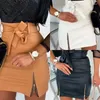 Skirts Fashion Sexy High Waist PU Leather Women Elegant Sashes Zipper Pencil Mini Length Spring Autumn Winter White Black Khaki