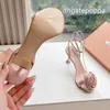 2024 Luxury Designer Women Sandales Rose Satin Slippers Fashionable Elegant Sexy Slim High Heels Taille 35-41