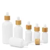 Vitt porslinglas Essential Oil Bottles Skin Care Serum Droper Bottle With Bamboo Pipette 10 ml 15 ml 20 ml 30 ml 50 ml 100 ml QBUXS EVWEN