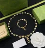 Fashion White Pearl Flower Necklace Designer Jewelry Golden Chain Bracelet Necklace For Women Chic Letters Jewelry Sets Earring Party With Box