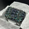 24C Womens Shiny Glitter Blue Purple Pailletten Umhängetaschen Klassische Mini -Klappe gesteppte Silberhardware Matelasse Kette Crossbody Handtaschen Blingbling -Geldbörse 21x13cm