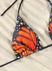 Kobiety Butdwear Swizyn Butterfly Seksowne kobiety trójkąt strój kąpielowy Bandaż bikini set mikro -tonong nadruk kąpielowy garnitur letni