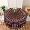 Table Cloth Bohemian Ethnic Mandala Pattern Home Kitchen Restaurant Patio Dustproof Round Tablecloth Outdoor Holiday Dinner Decoration