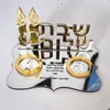 パーティー用品10pcsプリントヘブライ語の祈りバット/バーミツバお土産ギフトキャンドルホルダーミラーアクリルブレッシング献身レーザーカットカスタム
