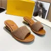 Sommer neue Breitbandsandalen in Schaffell -Stoff Skulptur Absatz Metal F Baguette Muster Größen mit Box DH