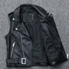 Casual Women Motorcycle Sleeveless Sheepskin Vest Zipper Belted Slim Fit Short Waistcoat Genuine Leather Vest Outerwear Jacket 240513