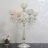 Świecowe uchwyty domowe dekoracja obiadu 76 cm 5 ramion kryształowy uchwyt na ślub Centerpiece stolik Candlestick Lantern Stand