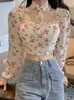 Blouses de femmes Blouse sexy femme au large de l'épaule Top Fashion Tee Floral T-shirt long Yk2 Evening Party Clothes Madies White Shirt Back Zipper