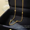 Pendant Necklaces Tren Jewelry One Layer Small Bead Chain Necklace Suitable for Women Thick Gold Plated with High Quality Brass Metal Hot Selling J240513