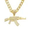 Colliers pendants hommes Femmes Hip Hop Iced Out Bling Bling Gun Gun Collier With 11 mm Miami Cuban Chain Hiphop Fashion Jewelry1681024